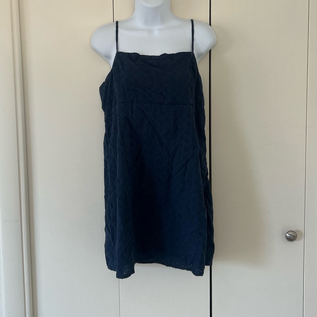 Garage Cotton Eyelet Lace Adjustable Spaghetti Strap Minidress L